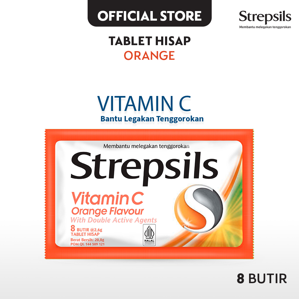 

Strepsils Vitamin C 8s - Permen (Tablet Hisap) Pelega Tenggorokan