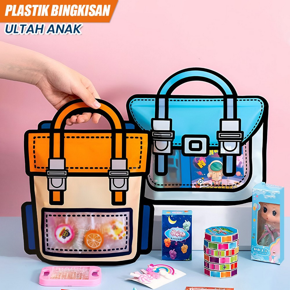 

Plastik Bingkisan Ziplock Motif Tas Ransel / Goodie Bag Birthday 3D Zip Lock / Plastik Kemasan Snack Candy Souvenir Ultah Anak Stockami C1094