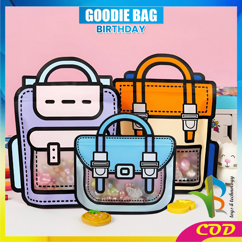 

RB-C1094 Plastik Bingkisan Ziplock Motif Tas Ransel / Goodie Bag Birthday 3D Zip Lock / Plastik Kemasan Snack Candy Souvenir Ultah Anak