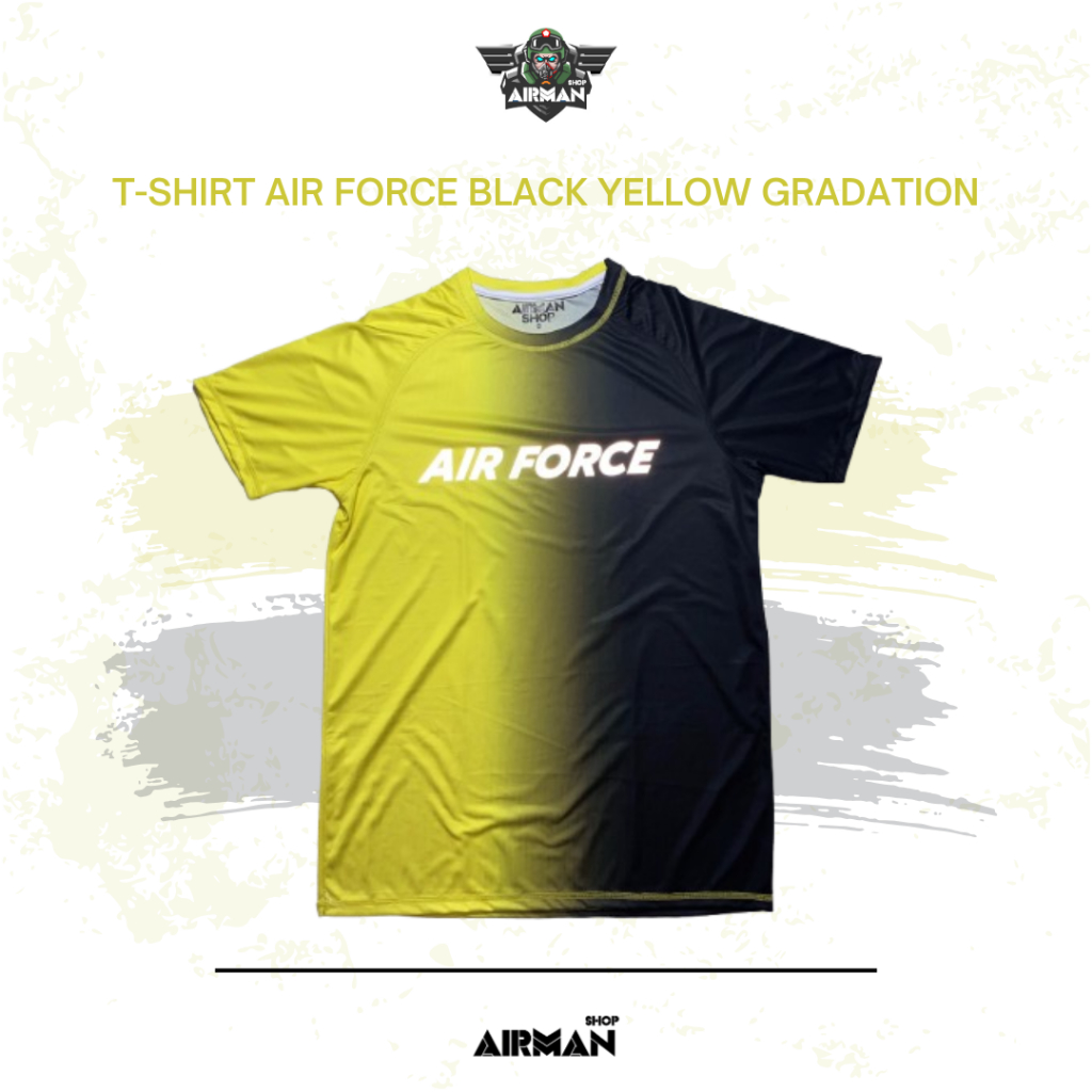 Air Force Shirt / Kaos Air Force Hitam Kuning Gradasi