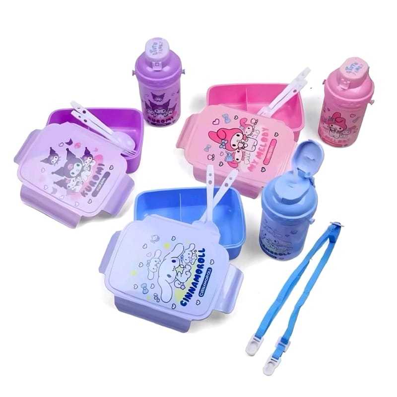 Kotak Makan Anak Set Botol Minum / Lunch Box Bekal Anak Set Botol Minum Free Sendok & Garpu - CINAMO