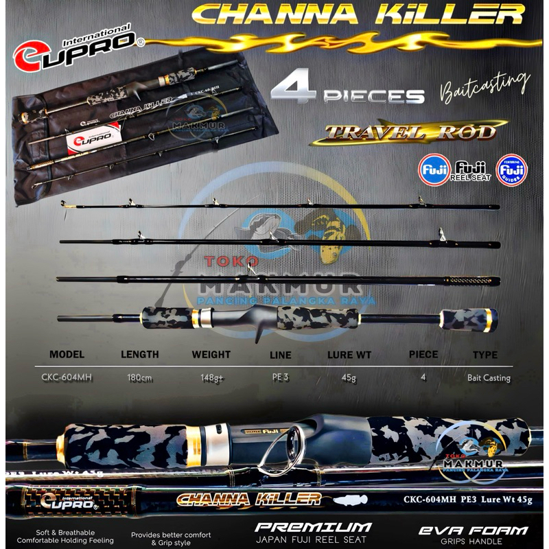 Joran BC TRAVEL ROD Eupro Channa Killer 604 MH | Portable Series | PREMIUM JAPAN Fuji Reel Seat