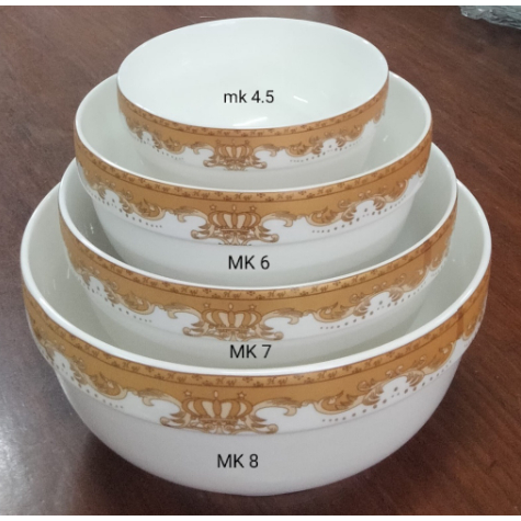 Mangkok keramik berbagai ukuran motif mahkota morito
