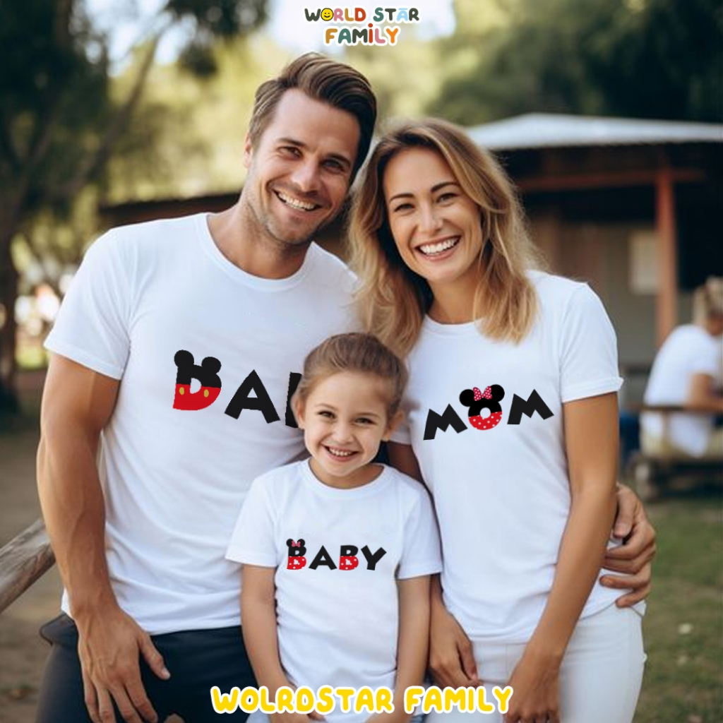WSF Kaos Couple Keluarga MICKEY Kaos Couple Keluarga Lucu Kaos Pasangan Kaos Keluarga Baju Keluarga 