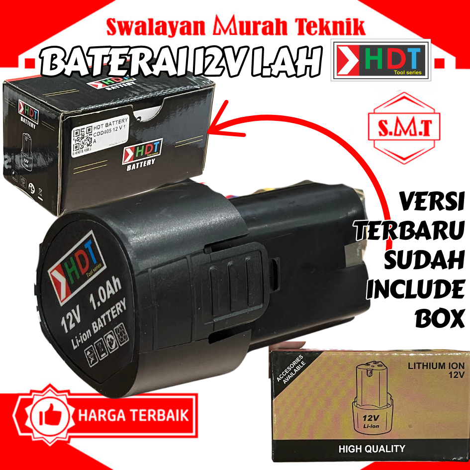 Baterai Bor Cordless 12Volt HDT Cordless Drill Battery 12V