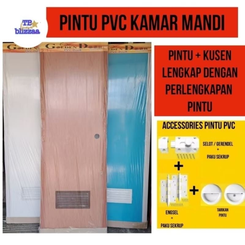 Pintu PVC Pintu Kamar Mandi PVC Pintu PVC Lengkap Dengan Kusen dan Asesoris Pintu PVC + Accesories