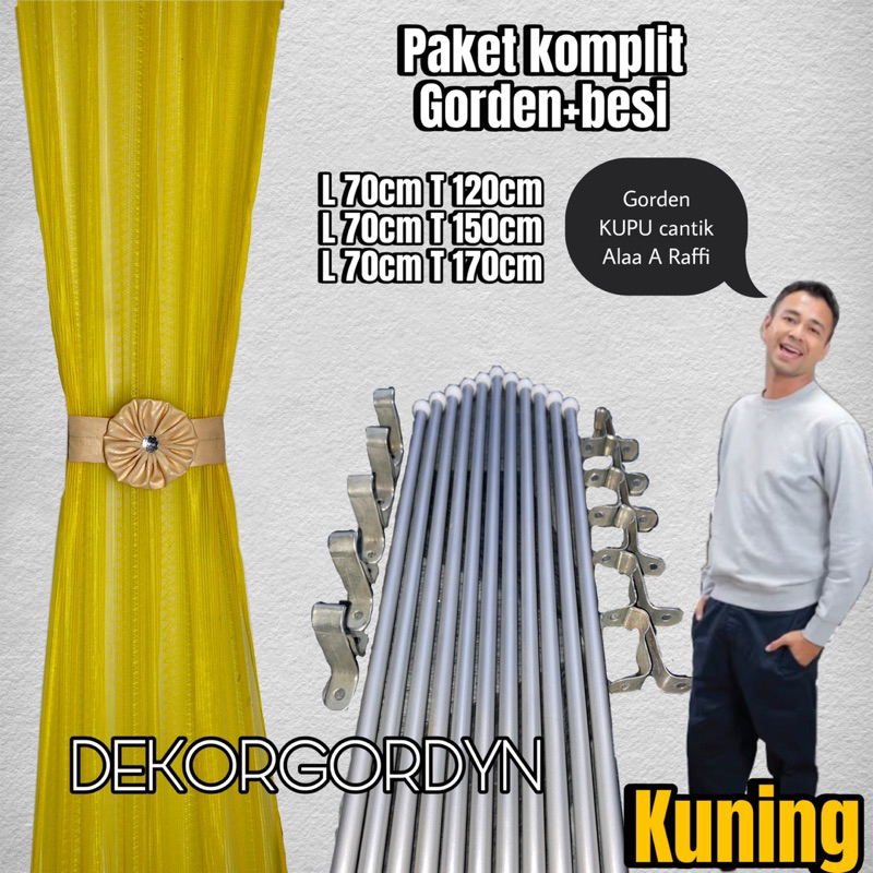Gorden jendela kupu kupu spiral polos minimalis fullset satu set besi siap pakai