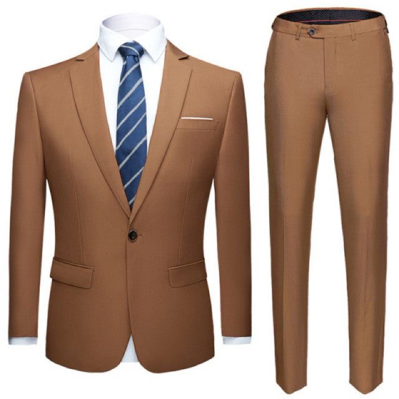 SETELAN BLAZER PRIA COKLAT JAS PRIA JAS KANTOR JAS WEDDING SETELAN WEDDING