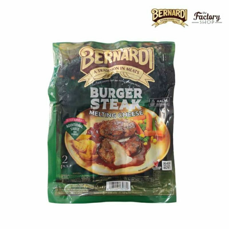 

BERNARDI Burger Steak Melting Cheese 250gr (Isi 2pcs) | Steak Cheese Bernardi | Steak Bernardi