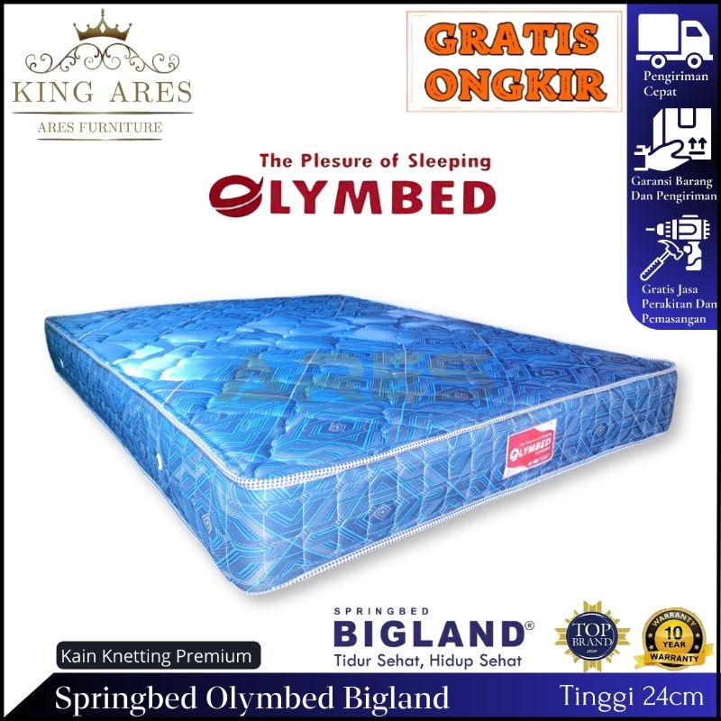 Springbed Bigland Olymbed 120x200 T.24cm Kasur Single Bergaransi 10 Tahun Termurah Terlaris Cirebon