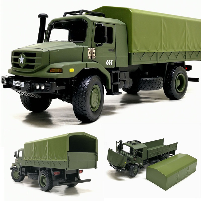 Diecast Military Transport Truck Model Ornaments Off-road