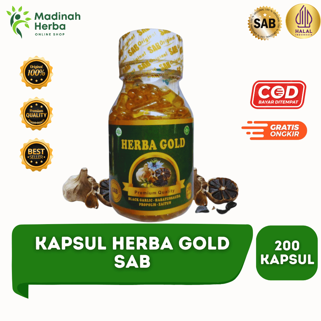 KAPSUL HERBA GOLD SAB 200 KAPSUL ORIGINAL MENGATASI BERBAGAI PENYAKIT