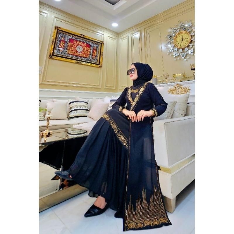 GAMIS ABAYA KEKININAH WARNA HITAM MEWAH/ GAMIS INDIA