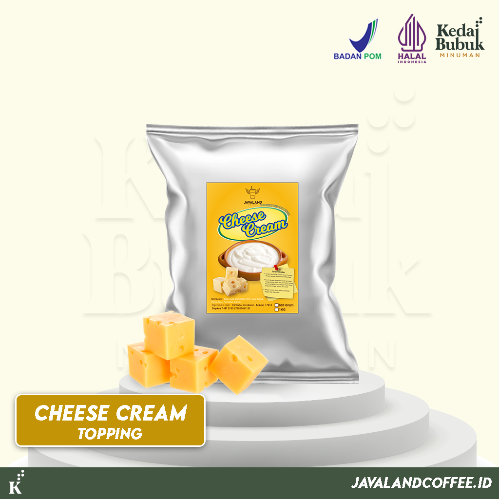 

Javaland Topping Cheese Cream / Krim Keju 500gr | Minuman Kekinian | Topping Minuman Premix