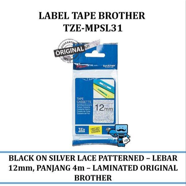 

Brother Label Tape TZE-MPSL31 12mm x 4m Black on Silver Lace Patterned