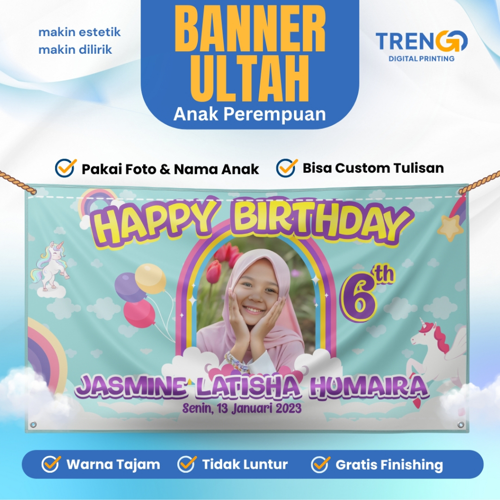 Banner Ulang Tahun Anak Perempuan | Banner Ultah Anak Cewek | Banner Ulang Tahun Estetik