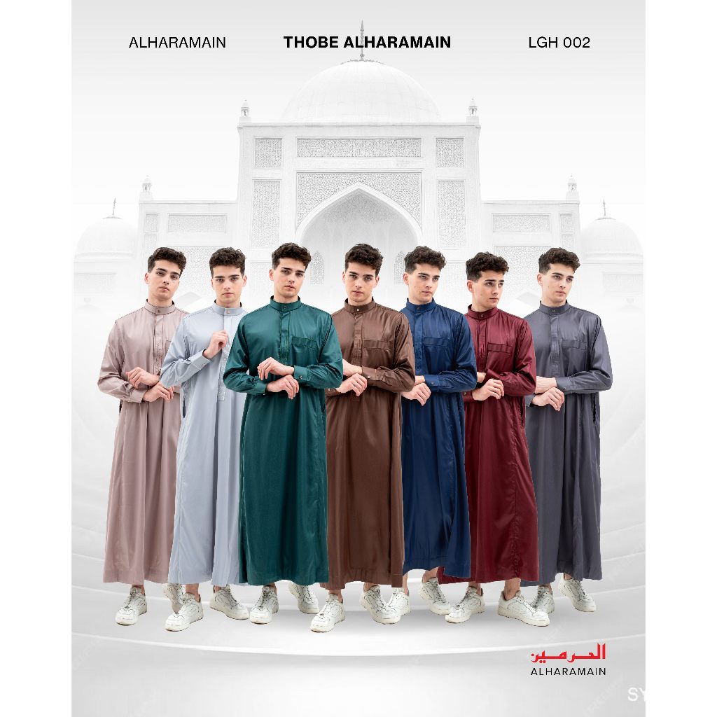AL Haramain Jubah / Gamis Pria Remaja & Dewasa Slimfit Resleting Bordir (LGH 002) | Coklat Tua | Cok