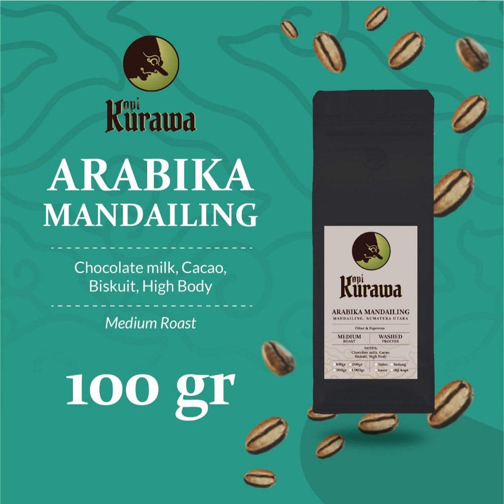 

Kopi Arabika Mandailing Mandheling Sumatera Arabica Coffee Beans 100gr