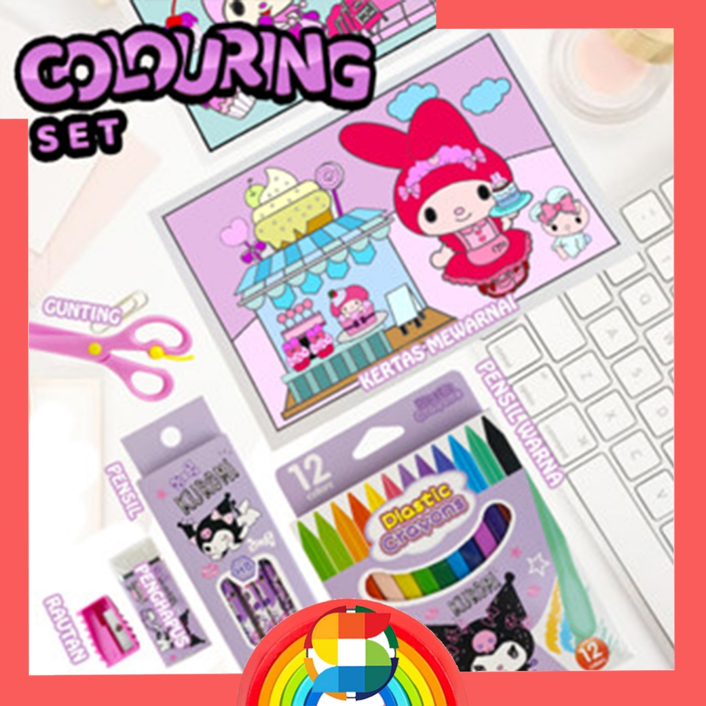 

Alat Mewarnai Anak Set/ Plastic Crayon Lengkap/ Alat Tulis Kertas Mewarnai Anak Lengkap 8857B