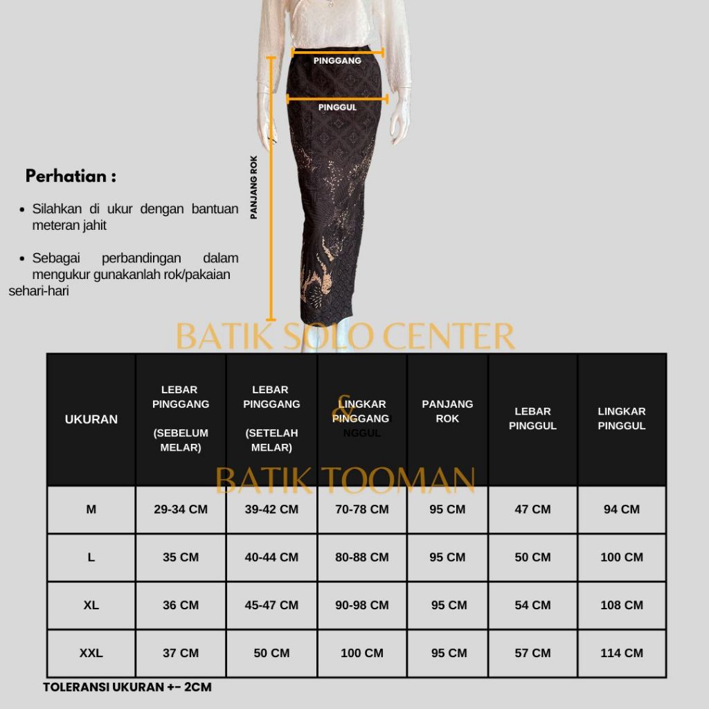 Cuci Gudang  Gurdonia Black Choco Cream Rok Batik Span Instan Resleting Warna Coklat Krem Bahan