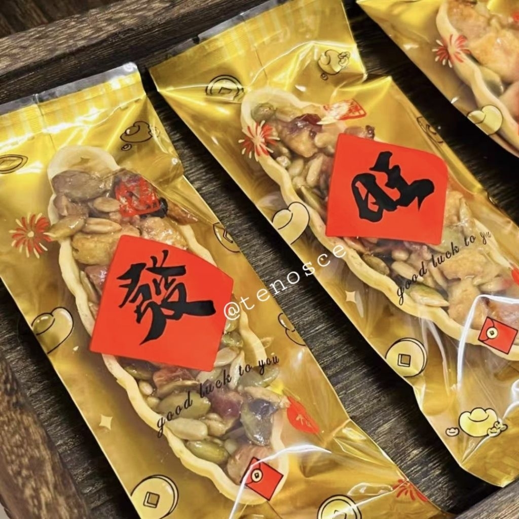 

50pcs Kantong Plastik Panjang Long Fu Cookies Snack Cokelat Souvenir Imlek Konien Sincia