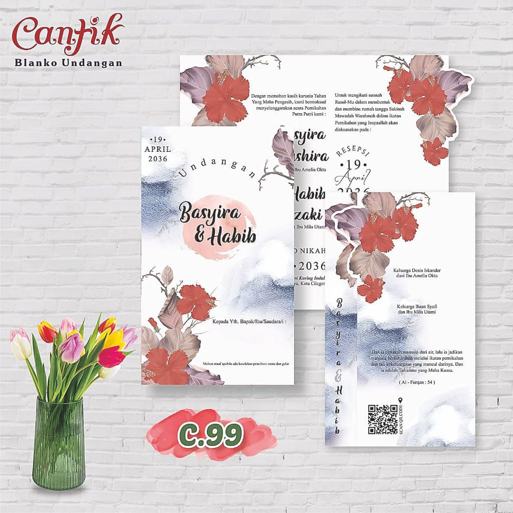 Cantik 99 || undangan pernikahan murah || Blangko undangan pernikahan Cantik 99