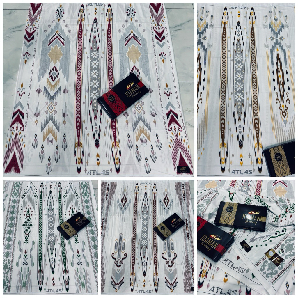 TERLARIS Sarung Atlas Idaman Katun Motif BHS Putih