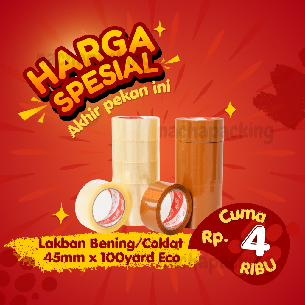 

Lakban Bening 45mm x 100 Yard - Lakban Coklat 45mm x 100 Yard Ekonomis ALEO