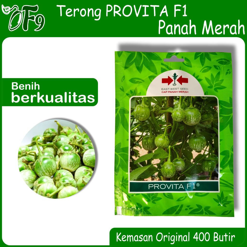 _Adudushop Benih Terong Hijau Bulat Provita 400 Biji Cap Panah Merah