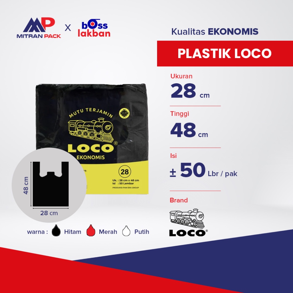 Kantong Plastik Kresek Loco Ekonomis TIPIS ukuran 28 x 48 cm