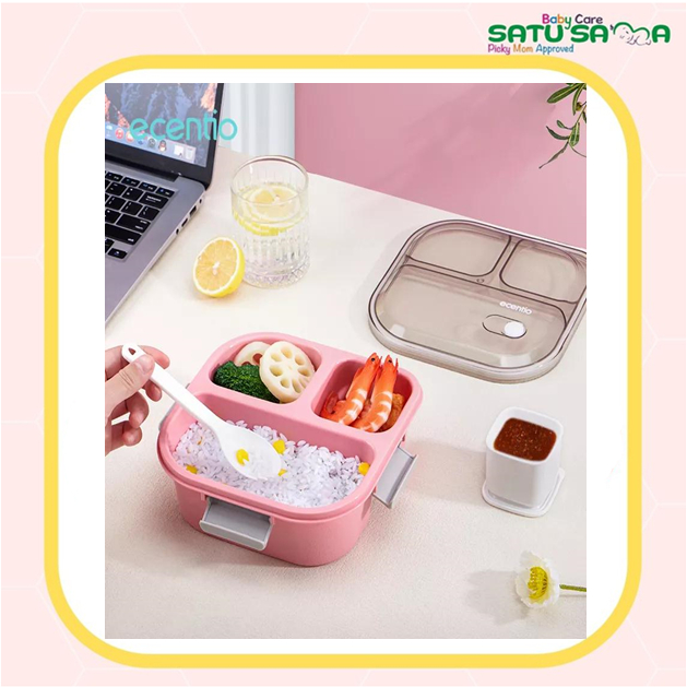 ECENTIO LUNCH BOX 3 GRID 1100 ML PINK A36003