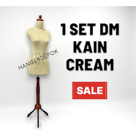 PATUNG MANEKIN DM KAIN CREAM + KAKI PENYANGGA PATUNG
