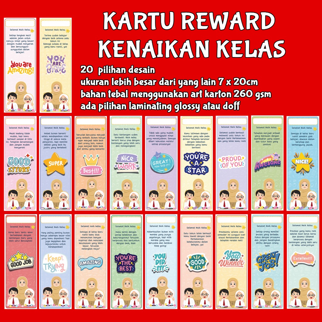 

KARTU REWARD KENAIKAN KELAS 20 desain berbeda