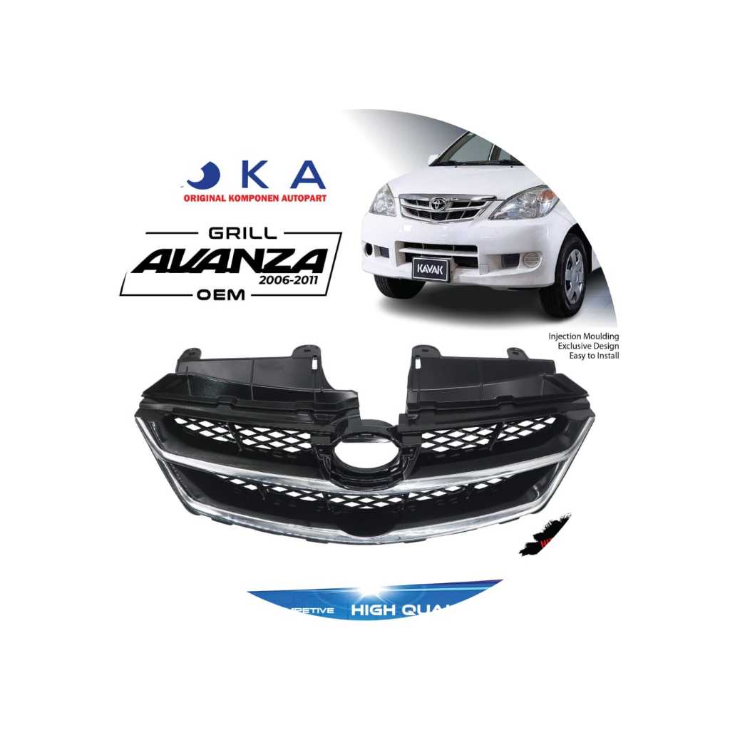 Grill Depan Mobil Avanza 2006 - 2011 Vvti OEM Hitam Lis Chrome