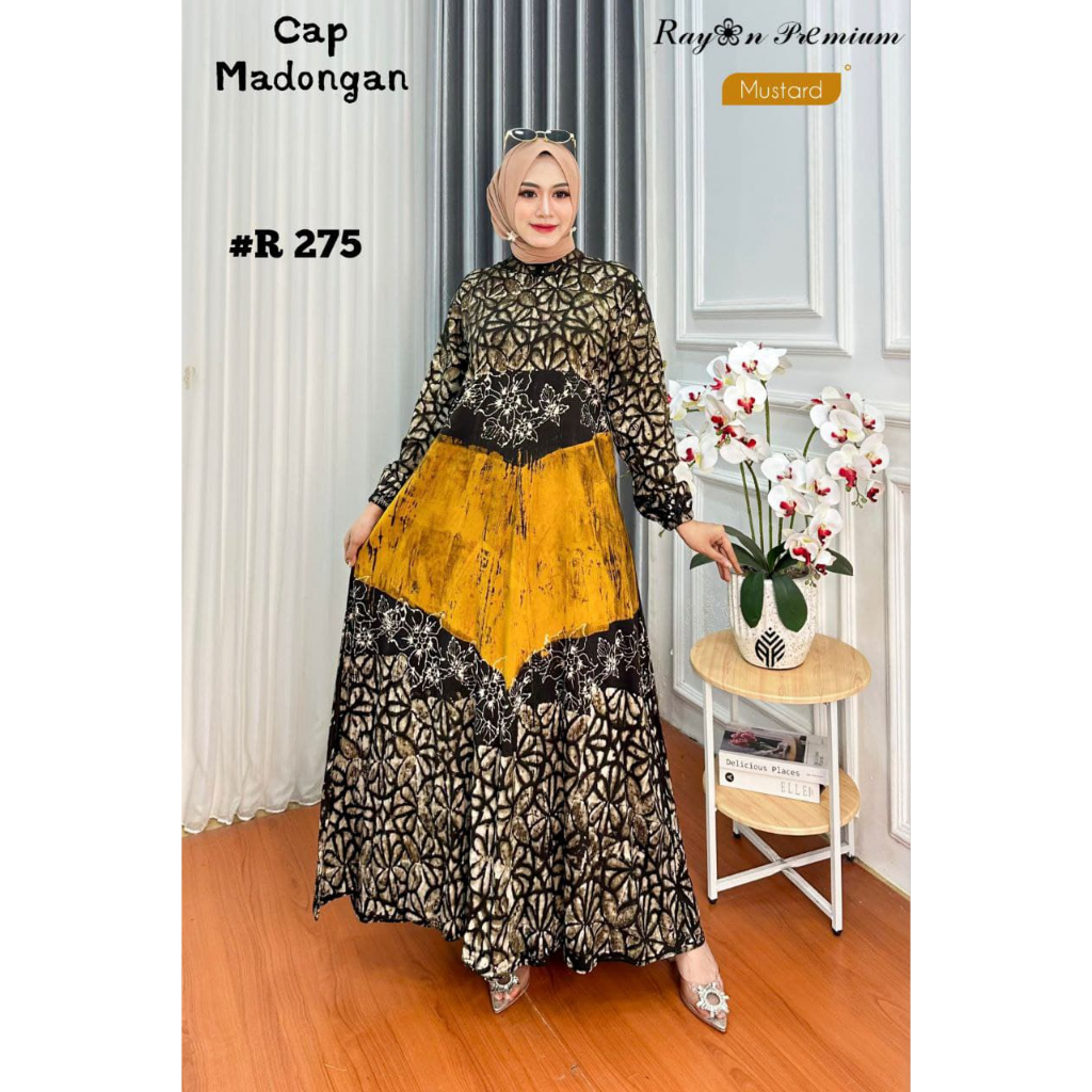 terbaru Gamis Rayon Premium ori pekalongan cap madongan gamis twill abstrak malaman