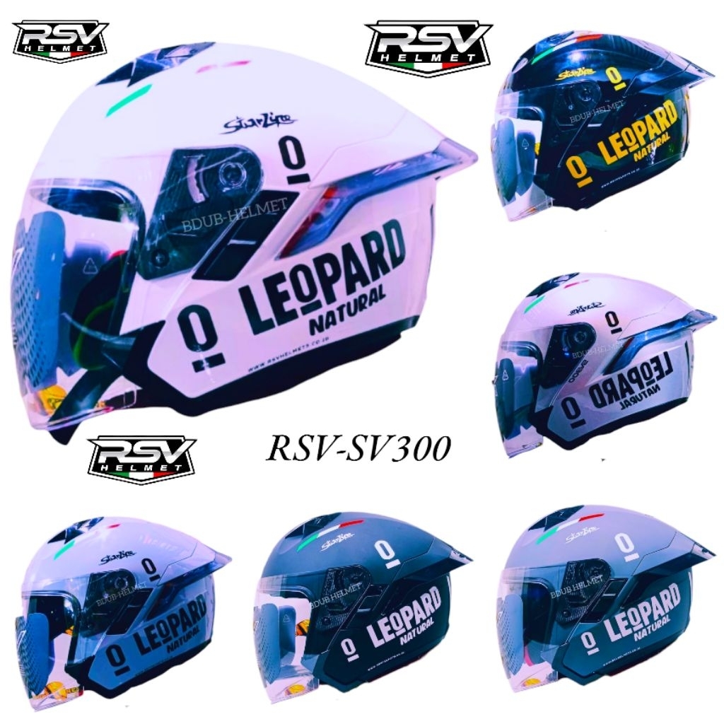 Helm RSV SV300 White Leopard paket ganteng spoiler 3D
