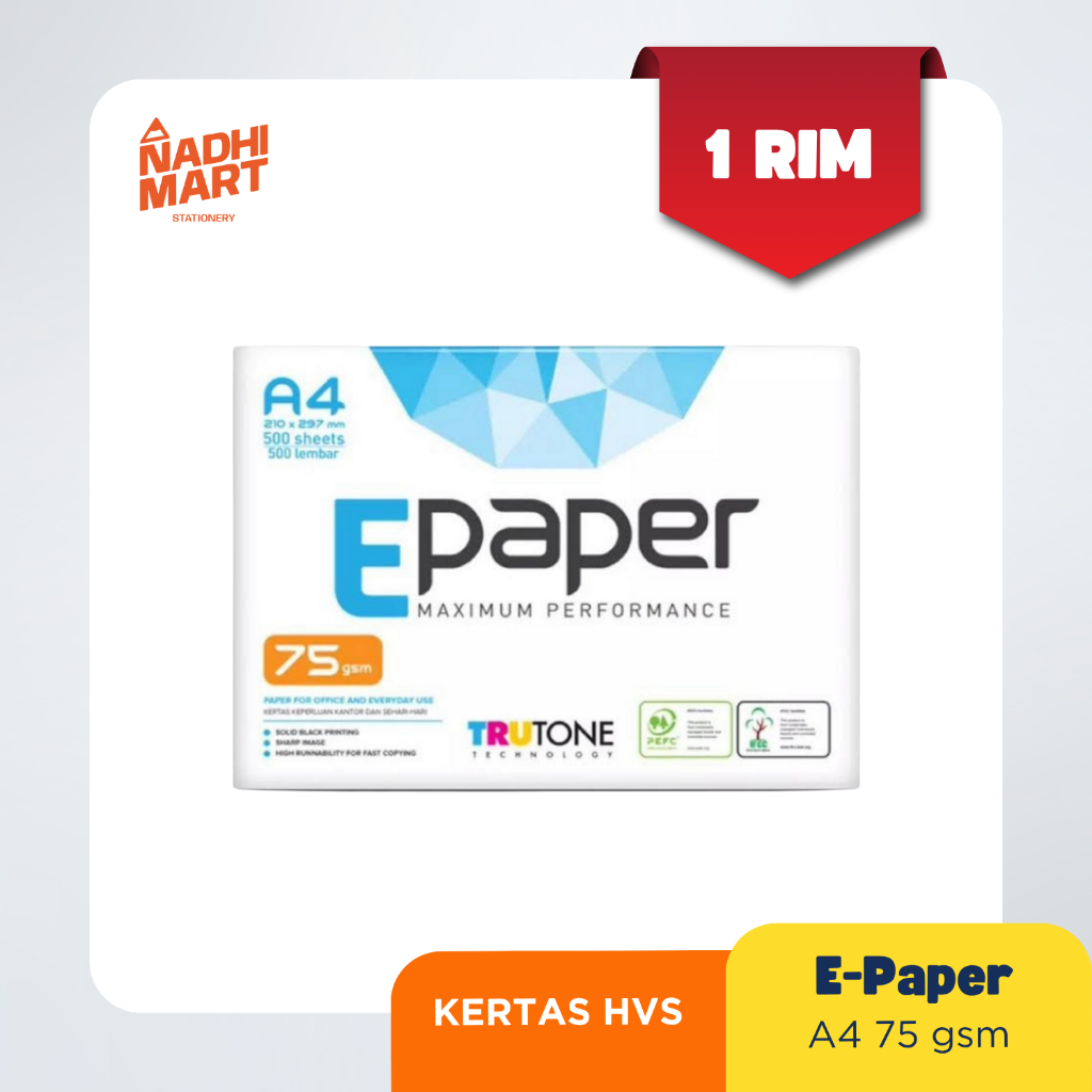 

E PAPER KERTAS HVS A4 75GSM KERTAS FOTOCOPY