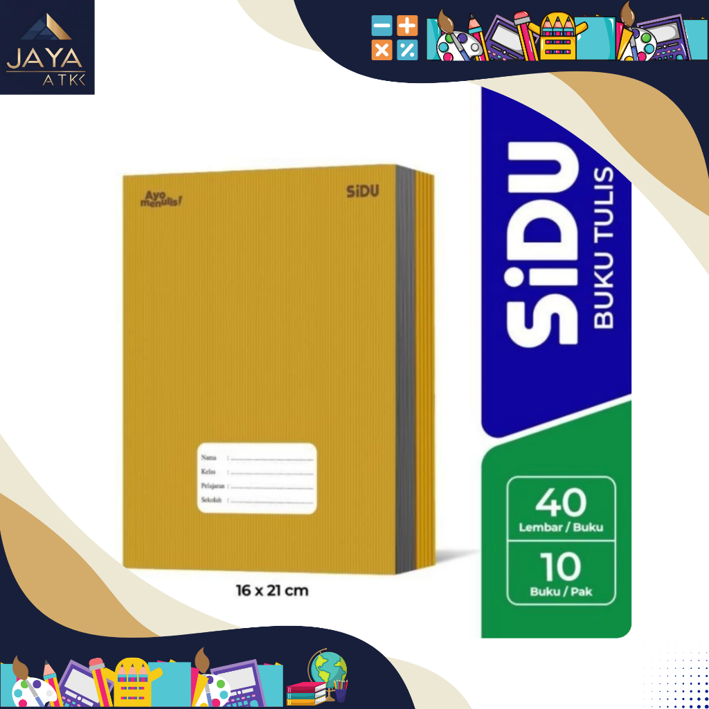 

( 1 Pack /10 Pcs ) Buku tulis Sampul Cokelat Kraft by SIDU isi 40 lembar