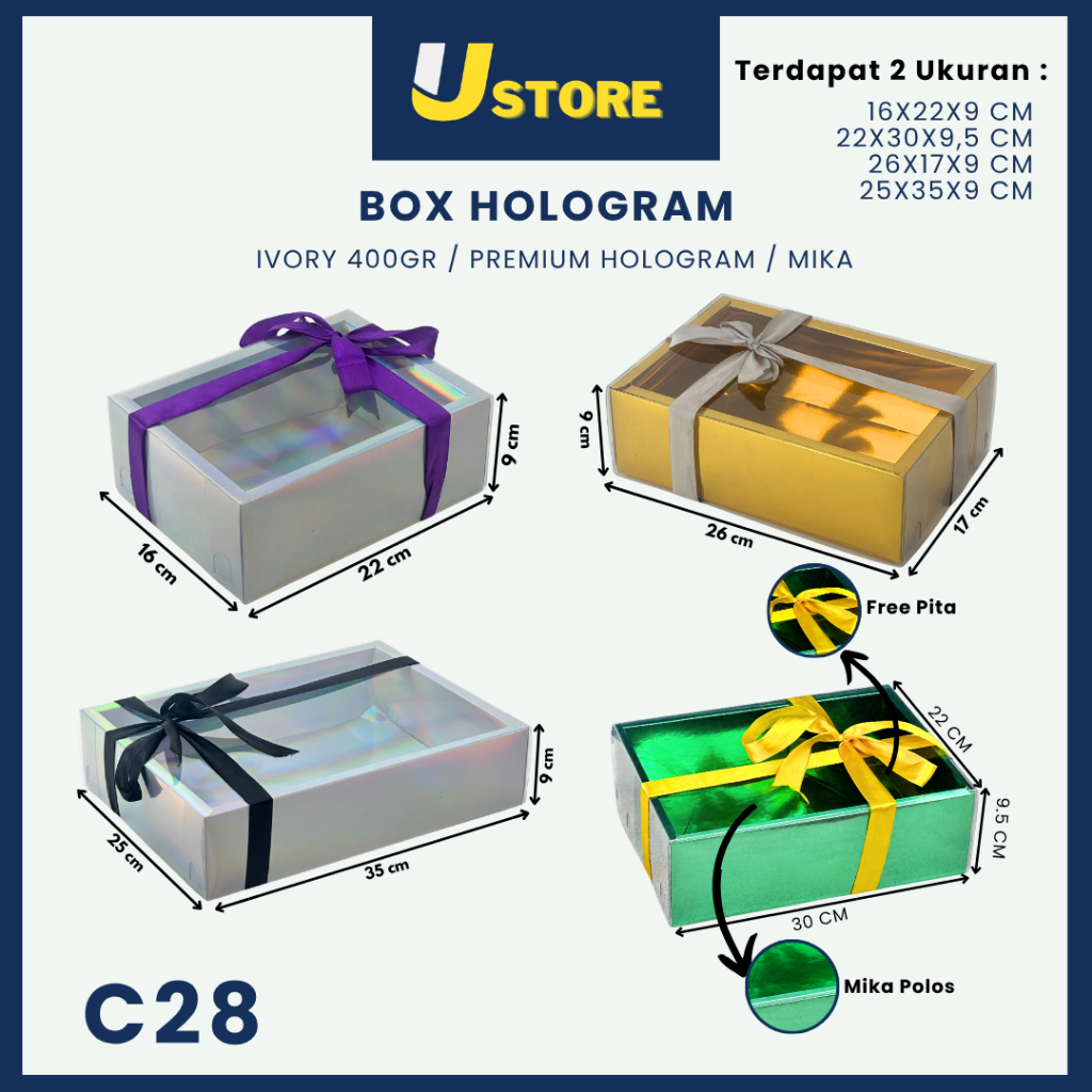 

Box Kado Mika / Box Hologram / Gift Box / Hampers Premium / Bungkus Kado / C28