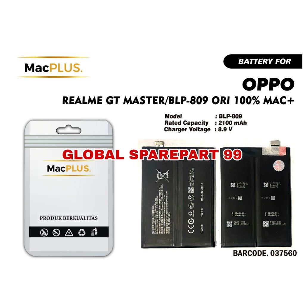 BATERAI (BLP-809) REALME GT MASTER ORI 100% MACPLUS BATERAI BATTERY BATRE