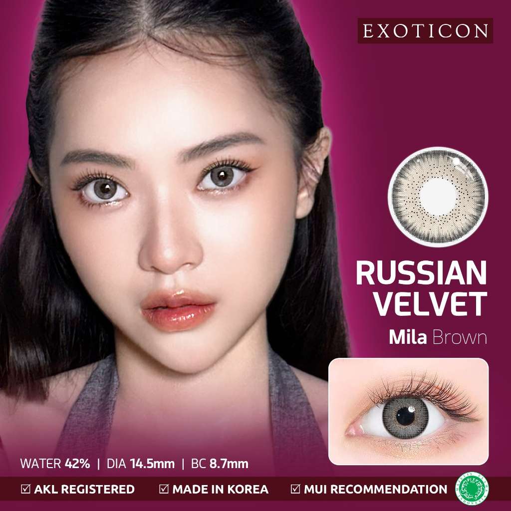 EXOTICON Softlens X2 Russian Velvet Dia 14.5MM, Free Lens Case