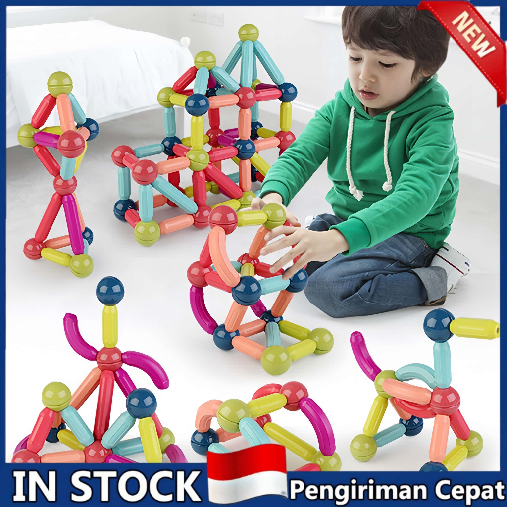 42/64 DIY Mainan Magnetic Stick Balls Puzzle Kreatifitas Toys Edukasi Mainan Dengan Kotak / Mainan M