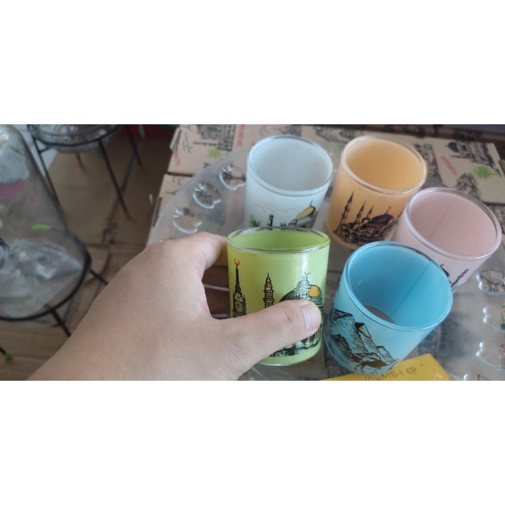 GELAS KACA KECIL SET MOTIF