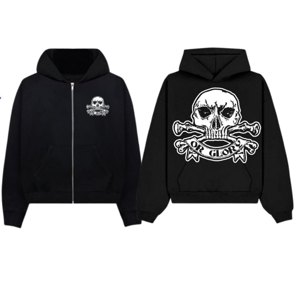 Hoodie Putih - Hoodie Zipper Boxy 330GSM Starsy Puff White