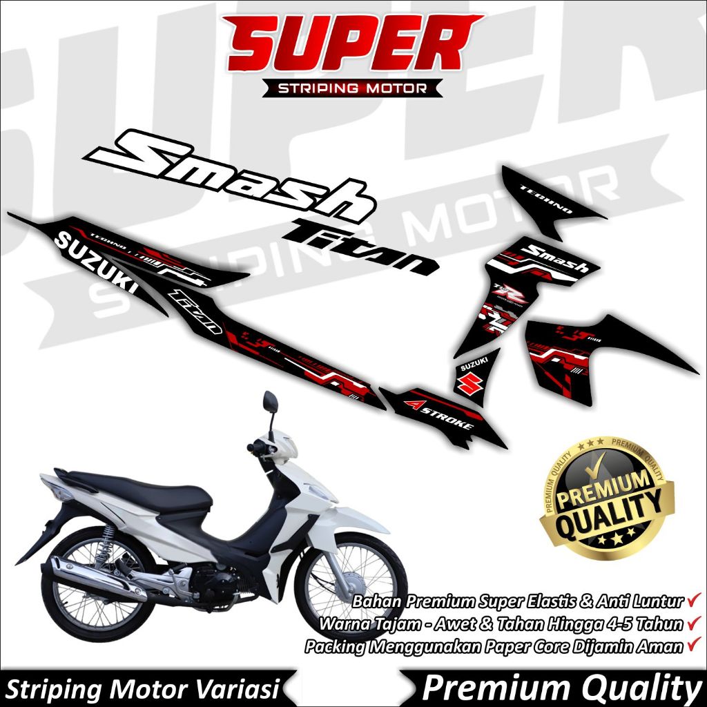Stiker Smash Titan Anti Luntur keren Striping Smash Titan Striping Suzuki Smash Titan Hitech