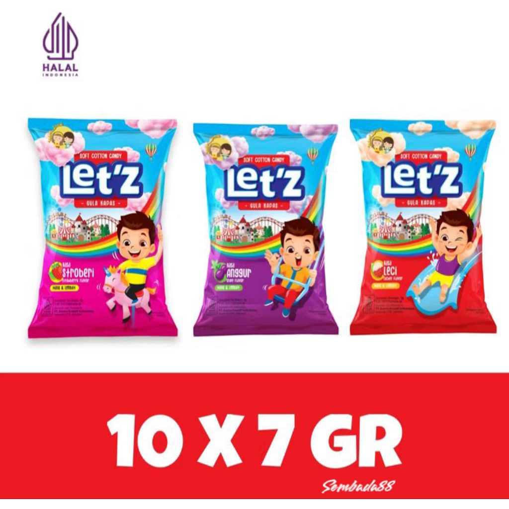

LET'Z PERMEN KAPAS 7 GRAM X 10 PCS / PERMEN / PERMEN KAPAS