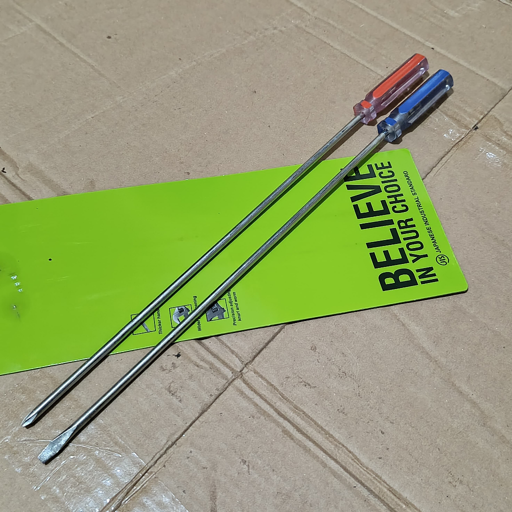 Obeng panjang 1 set 2 pcs min plus 12 inch 30cm / Obeng + / Obeng min / Obeng kecil panjang