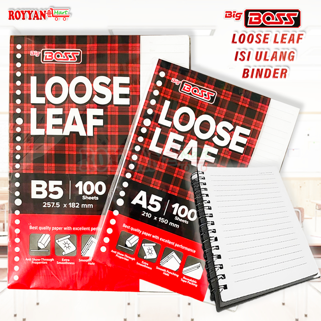 

LOOSE LEAF Big boss A5 & B5 50-100 Lembar Polos Garis