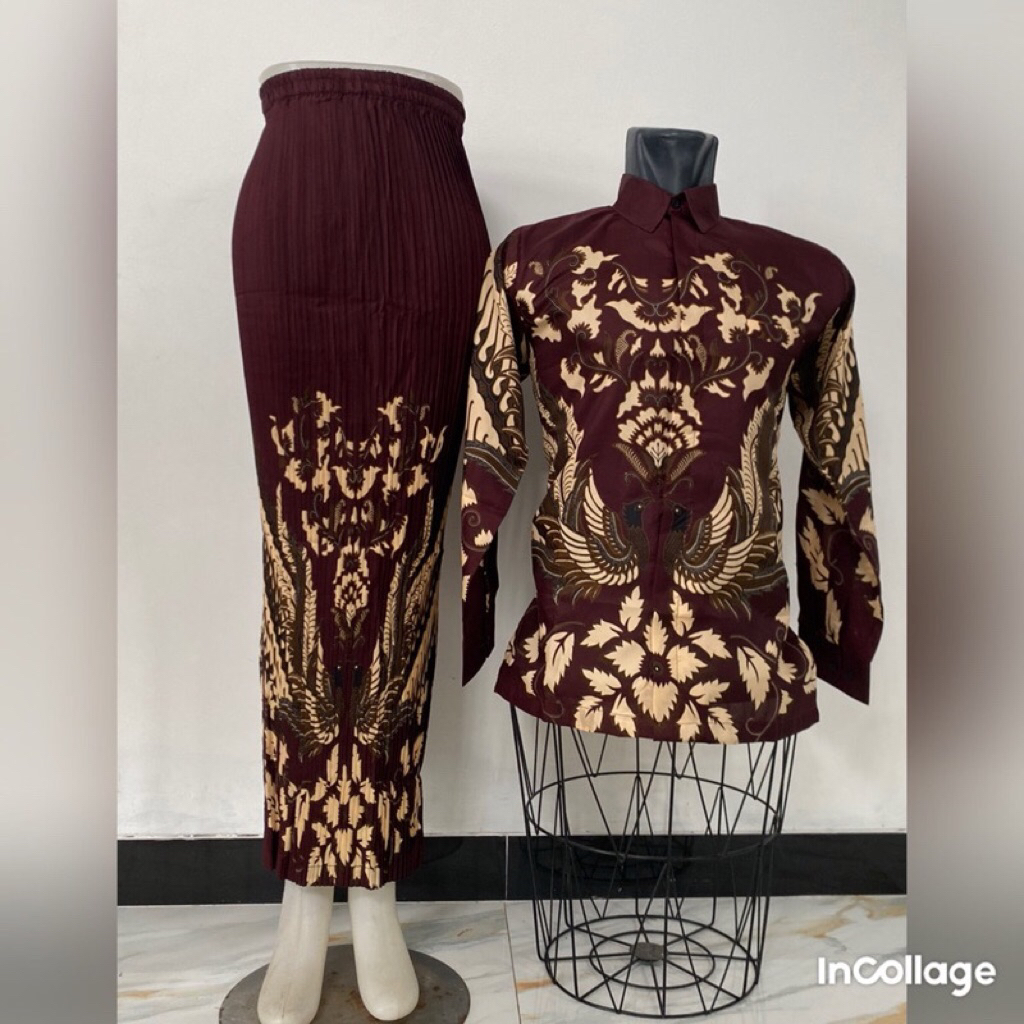 rok plisket kebaya all size burgundy/maroon