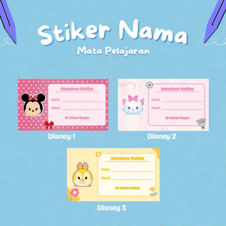 

40 STICKER NAMA BUKU SEKOLAH Custom - Label Nama Sticker | Sticker Label Nama | Stiker Buku Mapel